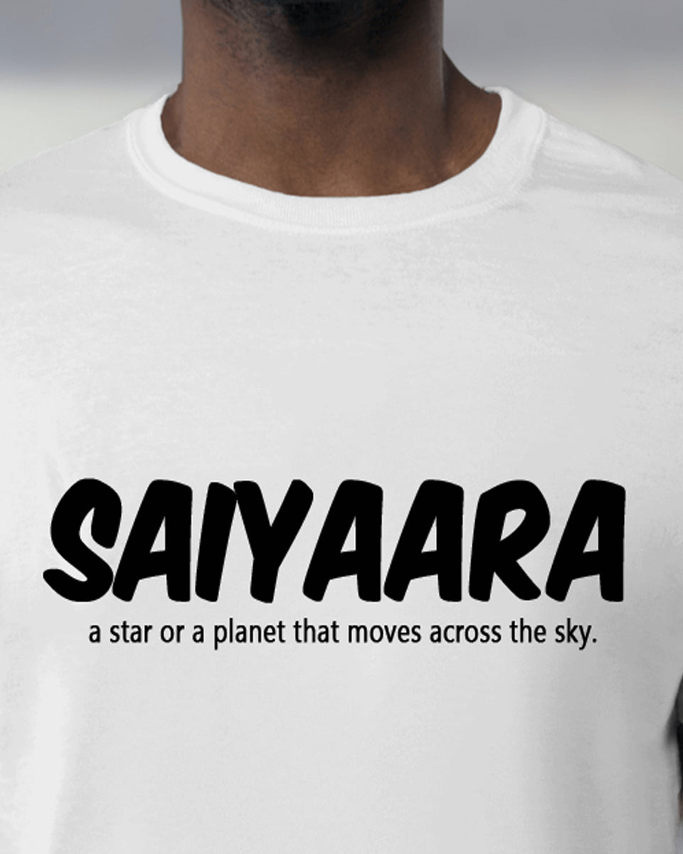 Saiyaara Crew Neck T-Shirt New trendy fired printed black & white premium quality T-Shirt for men and boys Saiyaara
