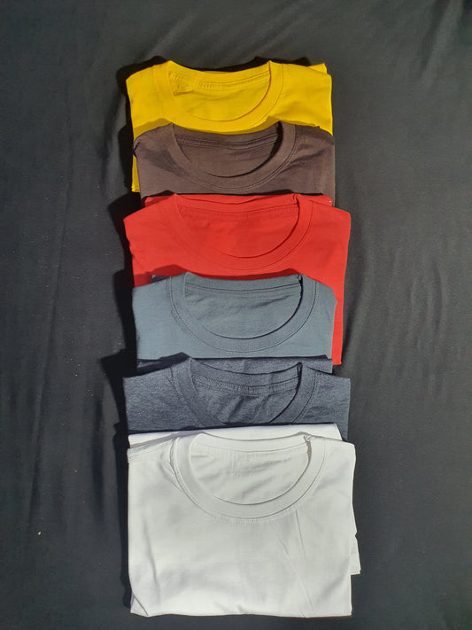 Pack Of 5 Plain Premium Quality T-Shirt - Half Sleeves T Shirt - Stylish Summer Cotton